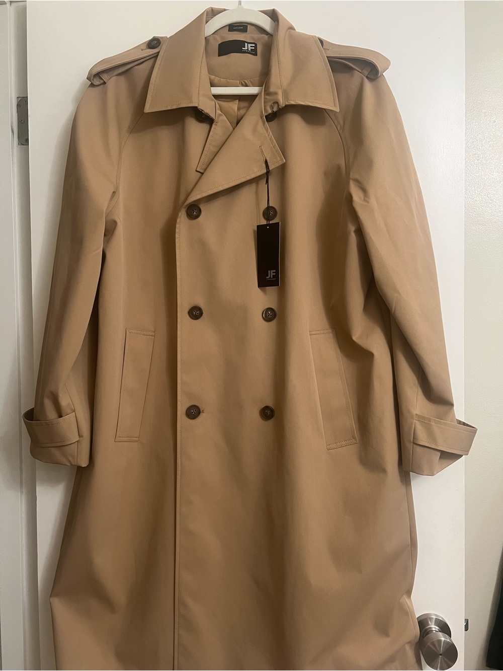jf j.ferrar Classic Khaki Double-Breasted Trench Coat